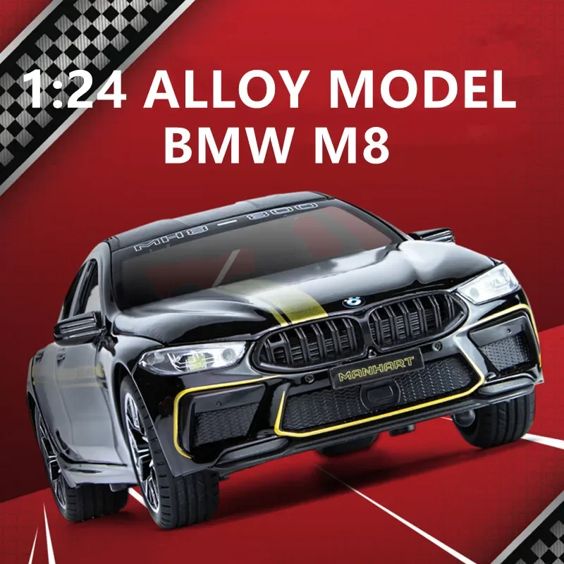 

1:24 BMW M8 MH8 800 Manhart Coupe Alloy Car Model Diecast Metal Toy Vehicles Car Model Sound and Light High Simulation Kids Gift