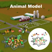 animal model baby toy decoration realistic early educational cute mini jungle fence animal toy for children