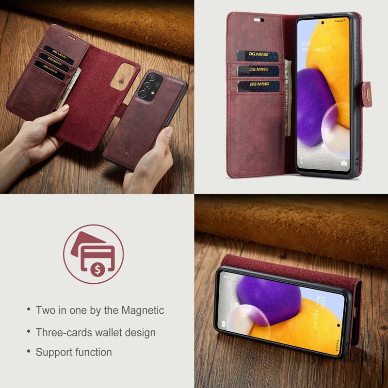 2 in 1 Split Flip Case for Samsung Galaxy S23 S22 S21 S20 S21FE S10 S9 S8 Note 20 10 9 8 Strong Magnetic PU Leather Wallet Cover