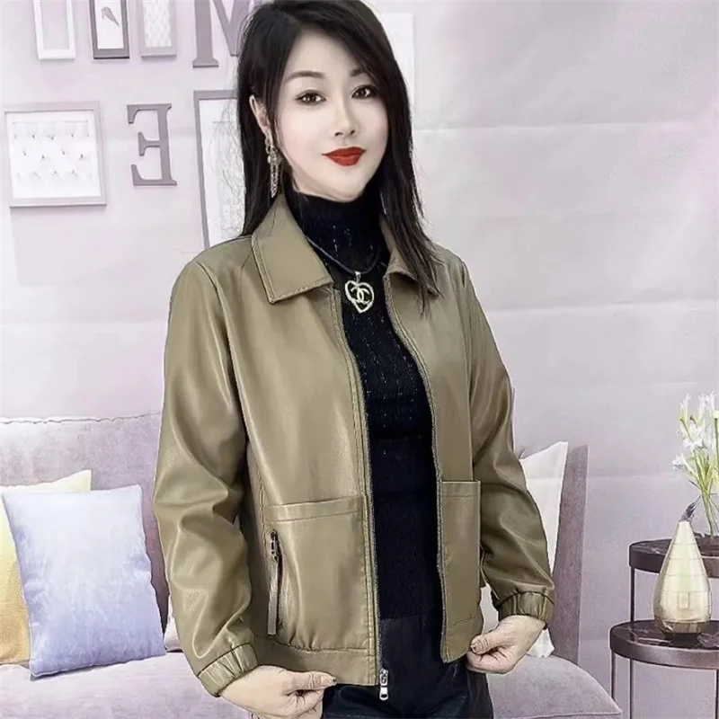 2025 взрывная куртка из искусственной кожи женская весенне-осенняя новая короткая