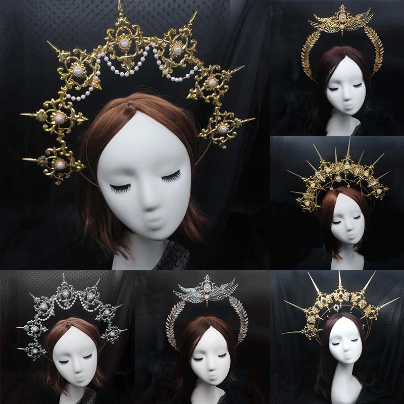 

DIY Material Package Gothic Halo Crown Headband Vintage Church Mary Baroque Virgin Tiara Headwear Lolita Headpiece Accessories