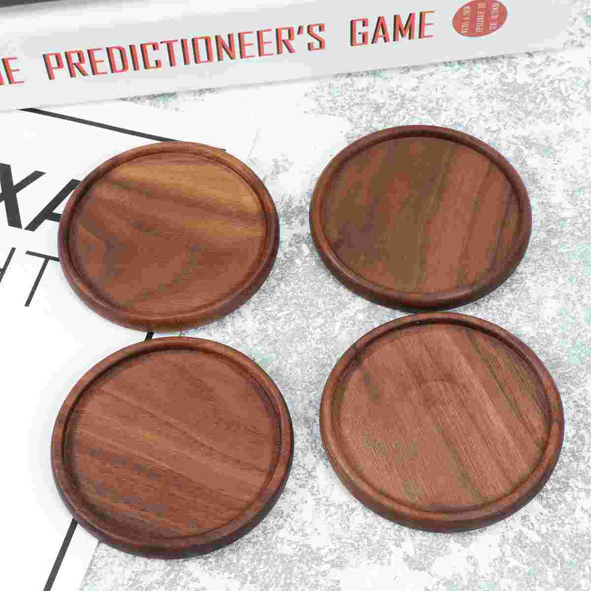 

4pcs Black Walnut Coasters Rustic Cup Holder Placemat Cup Mat for Home