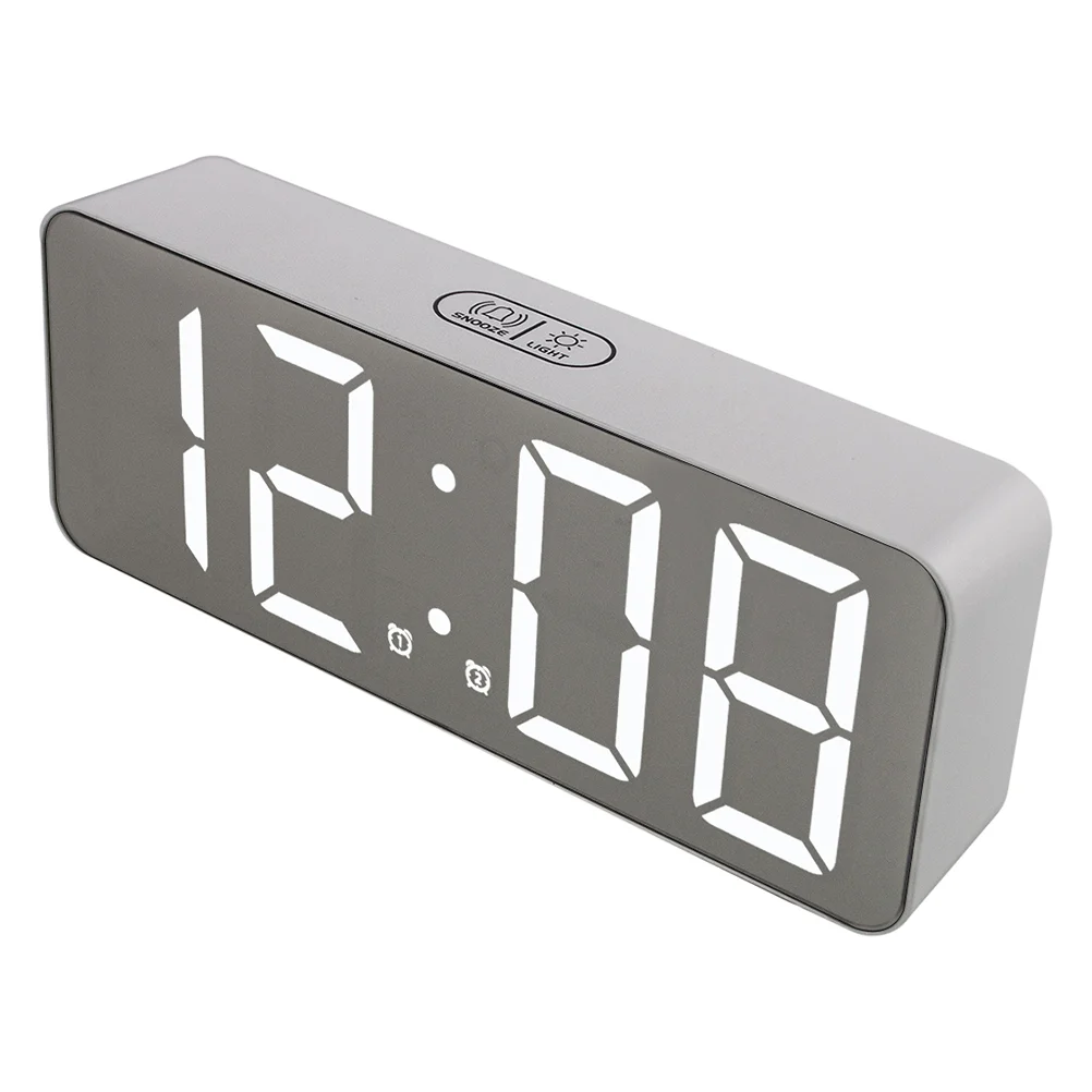 

Clock Alarm Digital Led Mirror Desk Table Clocks Calendar Temperature Bedroom Electric Sleepers Heavy Travel Night Operated