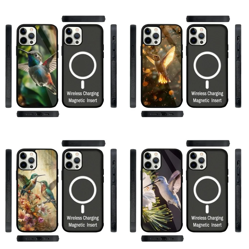 Чехол для телефона Hummingbird с сильным магнитом IPhone 16 15 14 13 Pro Max Plus 11 12 Мини