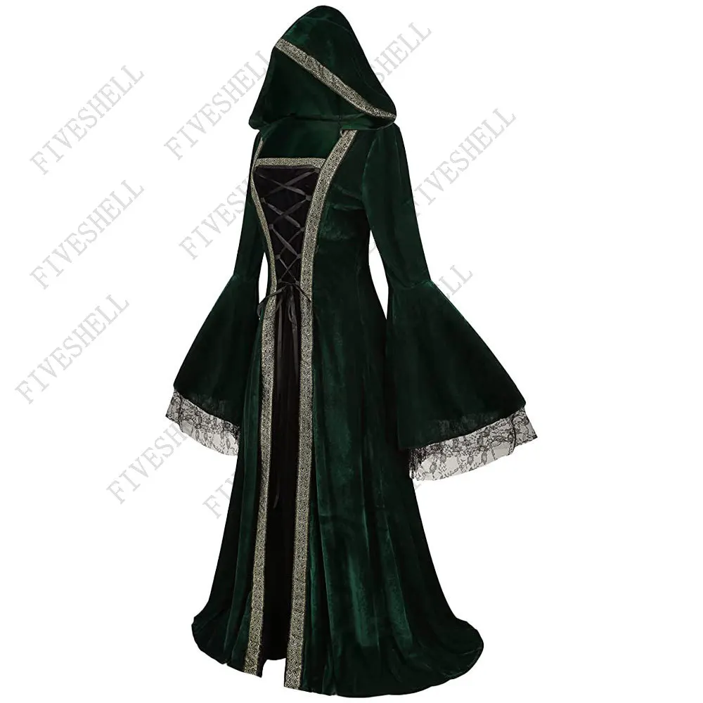MedievalWomen Celtic платье до пола Косплей костюмы Карнавал среднего возраста