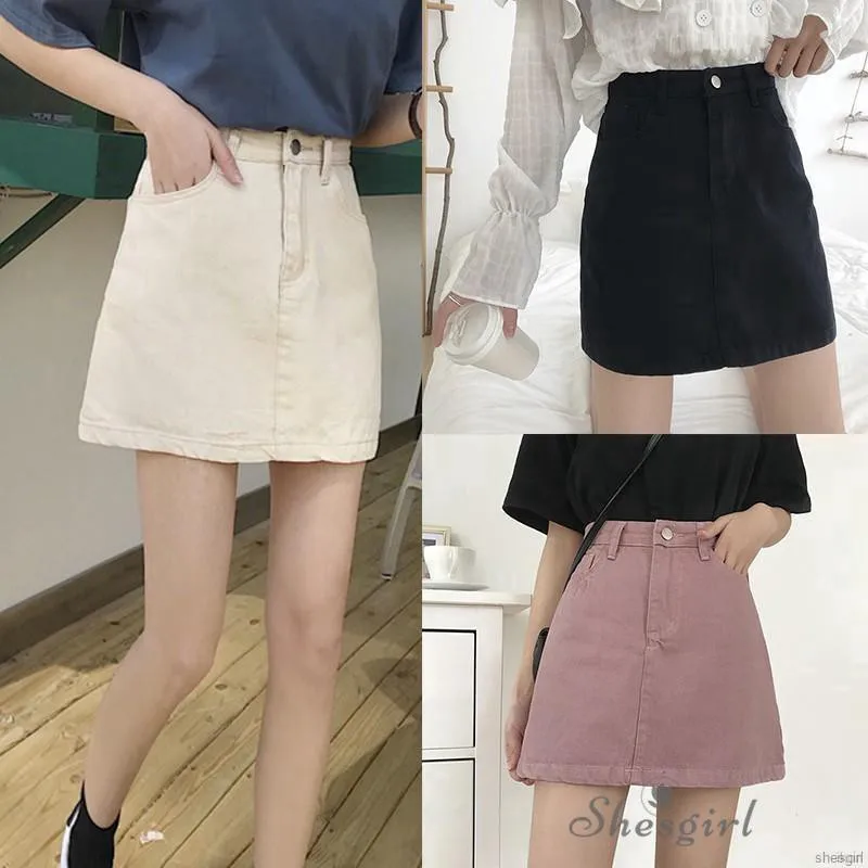 

Модная женская джинсовая юбка-трапеция Shesgirl с завышенной талией