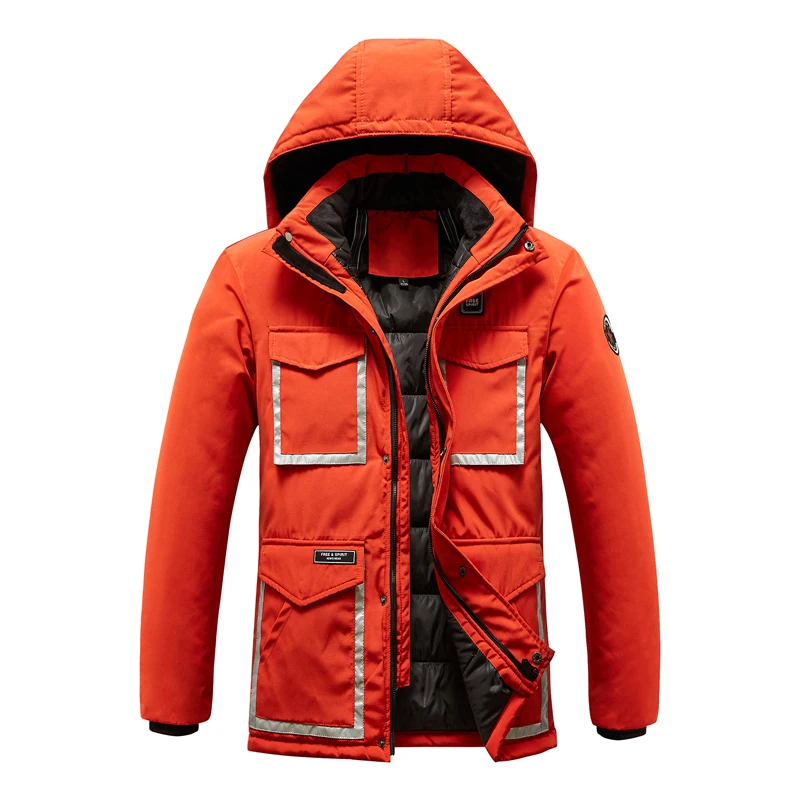 Didiboer Men's Thickened Parkas Casual Windproof Hooded Jacket Men Parker Coat Winter Warm Zipper Coat Padded Overcoat for Men