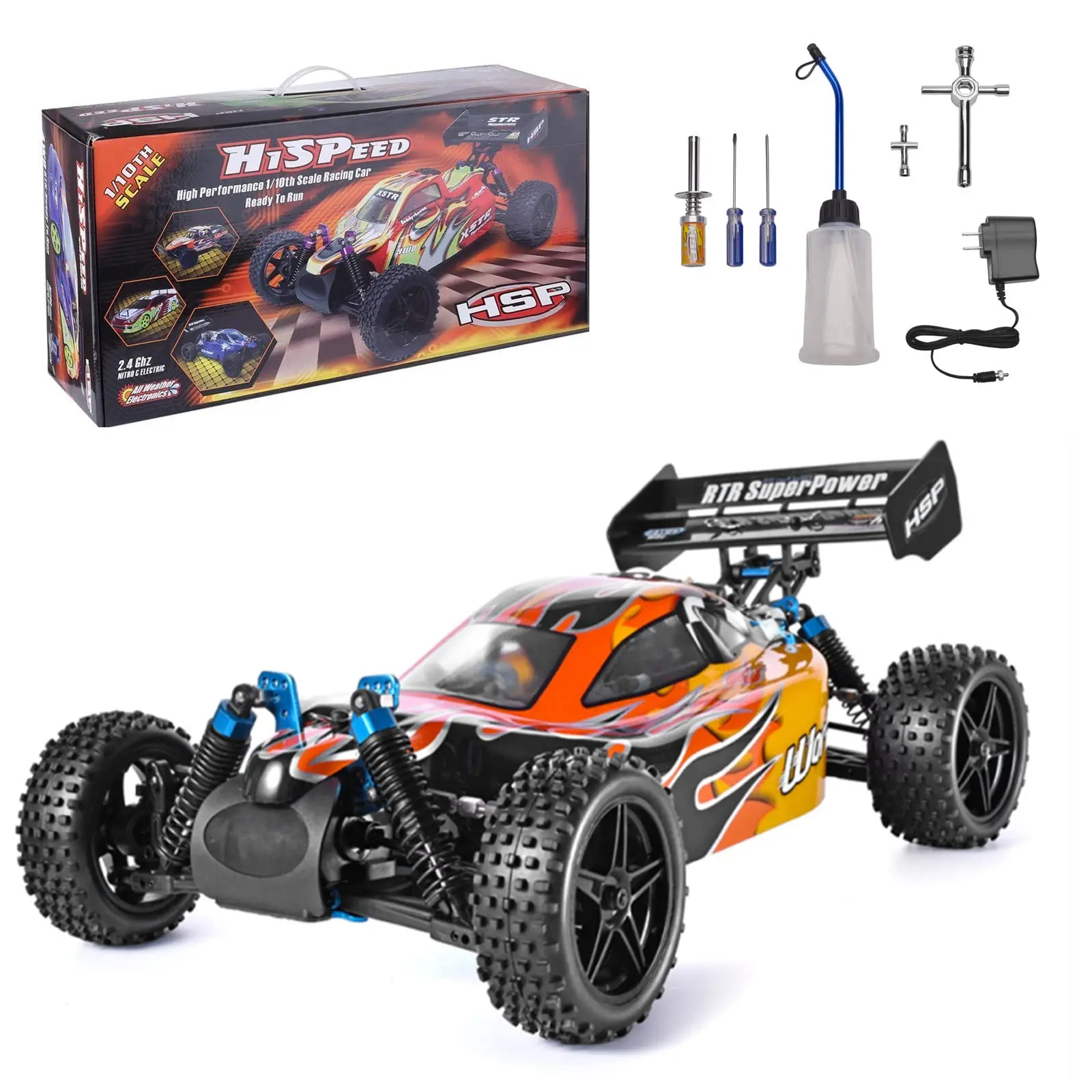 1:10 Scale 4wd Rc Toys Two Speed Off Road Buggy Nitro Gas Power 94106 Warhead High Speed Hobby Remote Control Car