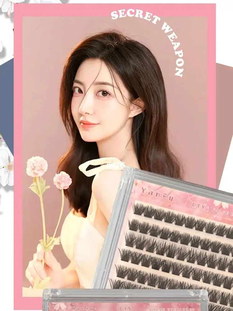 Накладные ресницы одинарные кластерные сегментированные 5-рядные с тонкими