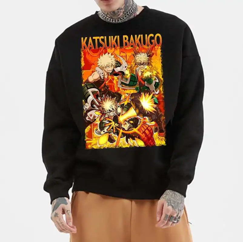 

Anime My Hero Academia Katsuki Bakugo Hoodies O-Neck Men Sweatshirt Coat Oversized Hoodie Kawaii Clothing Aesthetic Sweatshirts