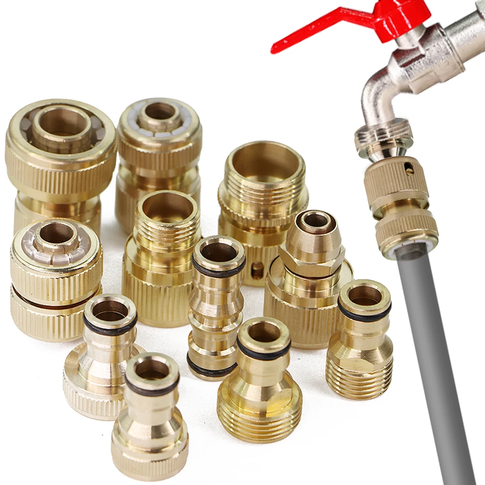 1/2'' 3/4'' 1'' Brass Tap 16/20/25mm Copper Quick Connecter Hose Coupling Adapter Garden Watering Gun Fitting Tubing Repair