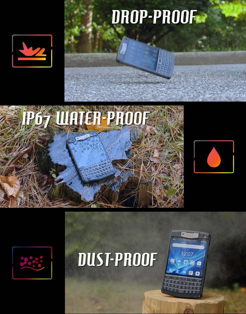 Unihertz Titan Android 10 Rugged Smartphone 6GB 128GB Octa Core Waterproof 6000mAh Battery Wireless Charging 16MP 4.6