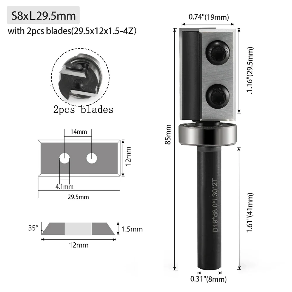 

8 мм, 12 мм, 1/2 дюйма, твердосплавная фреза со сменными ножами H 30 мм или 50 мм для фрез для деревянной фрезы