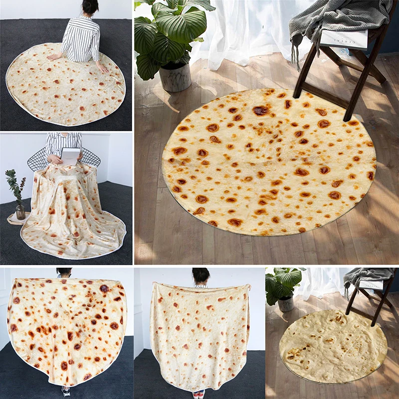 

Super Soft Cozy Round Shape Multidesigns Flannel Fleece Throw Burrito Blanket Tortilla Nap Wrap Lavash Pizza Blankets