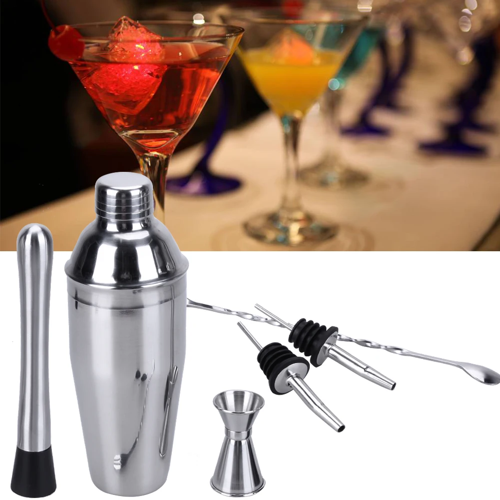 

6Pcs 750ml Stainless Steel Cocktail Shaker Cocktail Mixer Wine Martini Drinking Boston Shaker Party Bar Tool Dropshipping