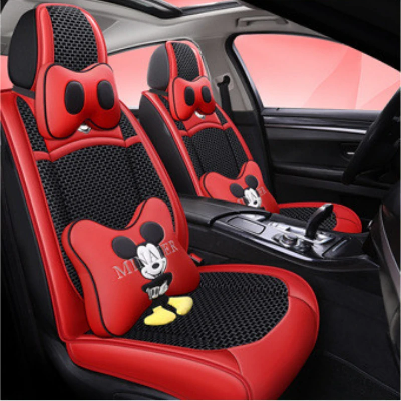 

Disney Cartoon Mickey Mouse Four Seasons Universal Pink Green Red Black Cute Summer Cool Seat Covers cushion car accessories