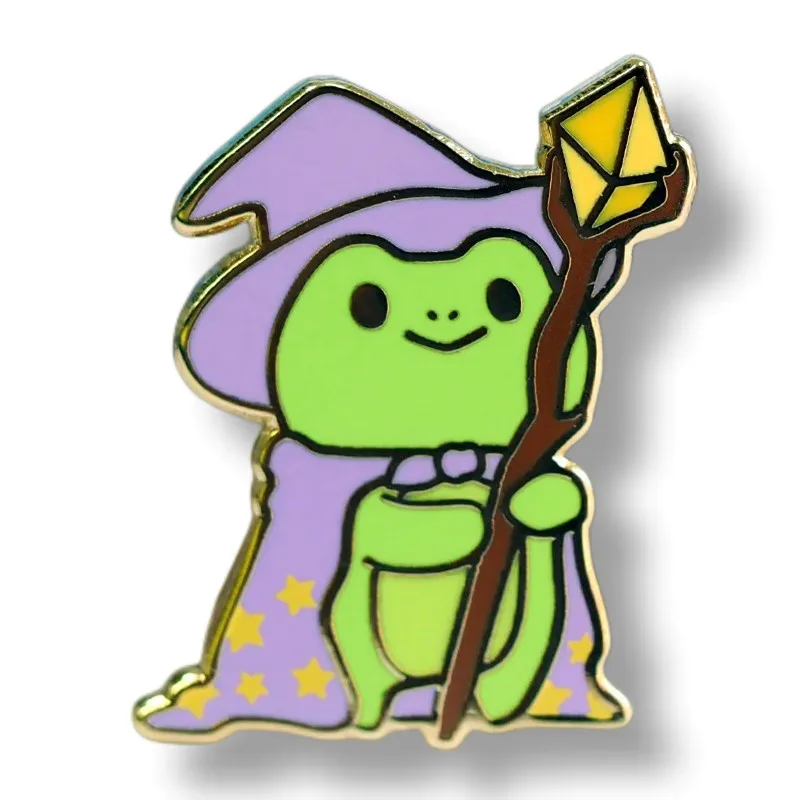 

Kawaii Magic Wizard Frog Enamel Pin Brooch Metal Badges Lapel Pins Brooches for Backpacks Luxury Designer Jewelry Accessories