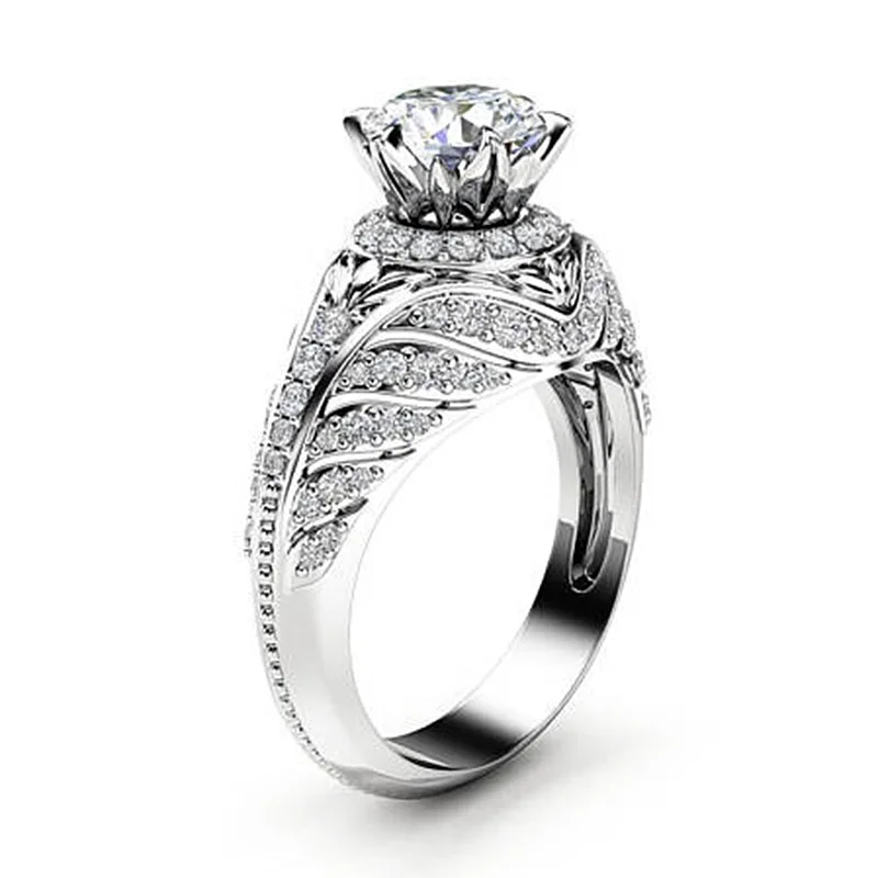 

100% Real 18K White Gold Jewelry Ring for Women Natural Diamond Jewelry Females Wedding 18 K Gold Rings Jewelry for Women