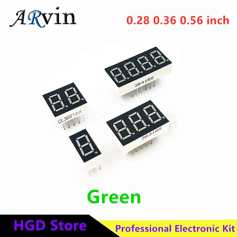 

5pcs Digital tube Common AnodeCathode Green Blue White 1 2 3 4 Bit digital Tube 0.28 0.36 0.56 inch Green LED Display 7 segment