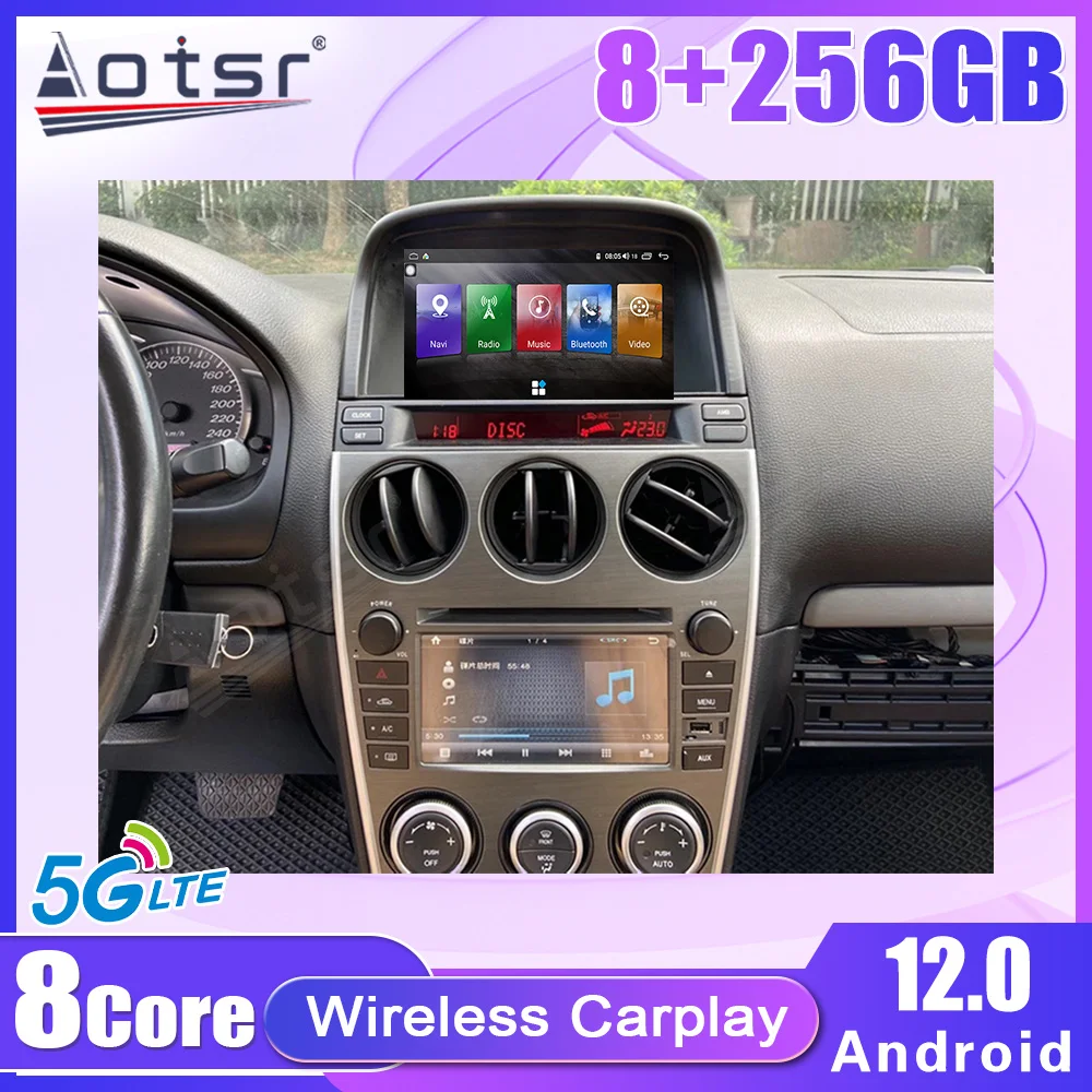 

8+256GB Android 12 Radio Car Multimedia Player For Mazda 6 2002 2003 2004 2005 2006 2007 2008 GPS Navigation Autoradio Head Unit