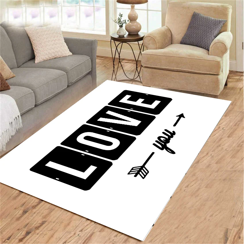 

LOVE Flannel Carpet For Living Room Bedroom Hallway Kitchen Rug Home Bedside Decoration Children's Bathroom Floor Mat