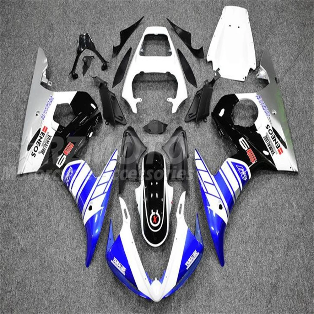 

4Gifts New ABS Whole Fairings Kit Fit for YAMAHA YZF- R6 03 04 05 R6s 2003 2004 2005 Bodywork Set Custom White Blue