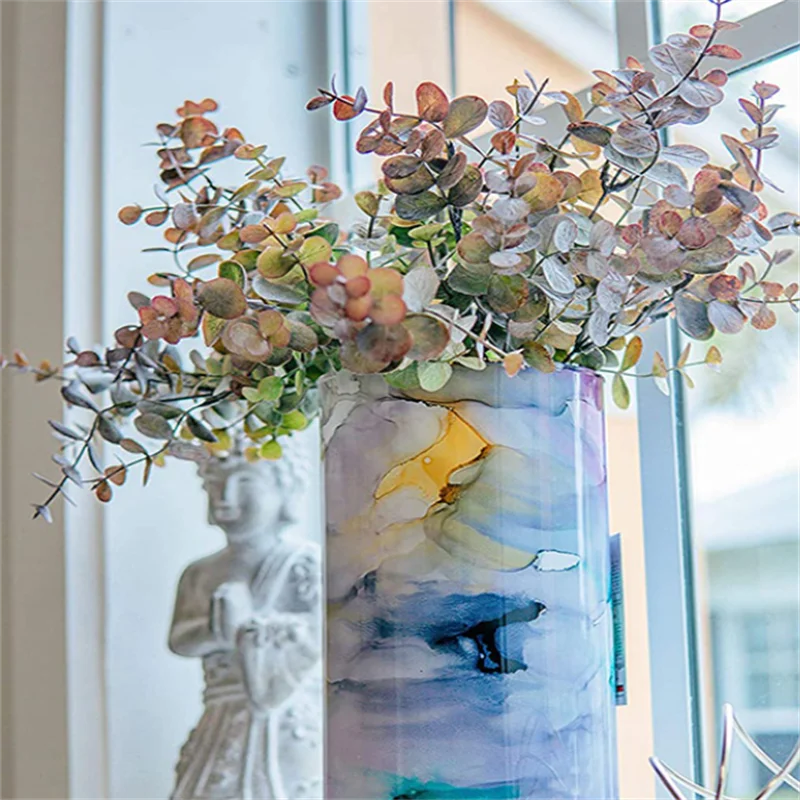 

Decorative artificial flowers artificial plastic plant leaves green Eucalyptus branches garden vase family Christmas Wedding