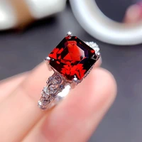 fashion desgin square red blue stone princess rings for women jewelry wedding engagement gift luxury inlaid cubic zircon rings