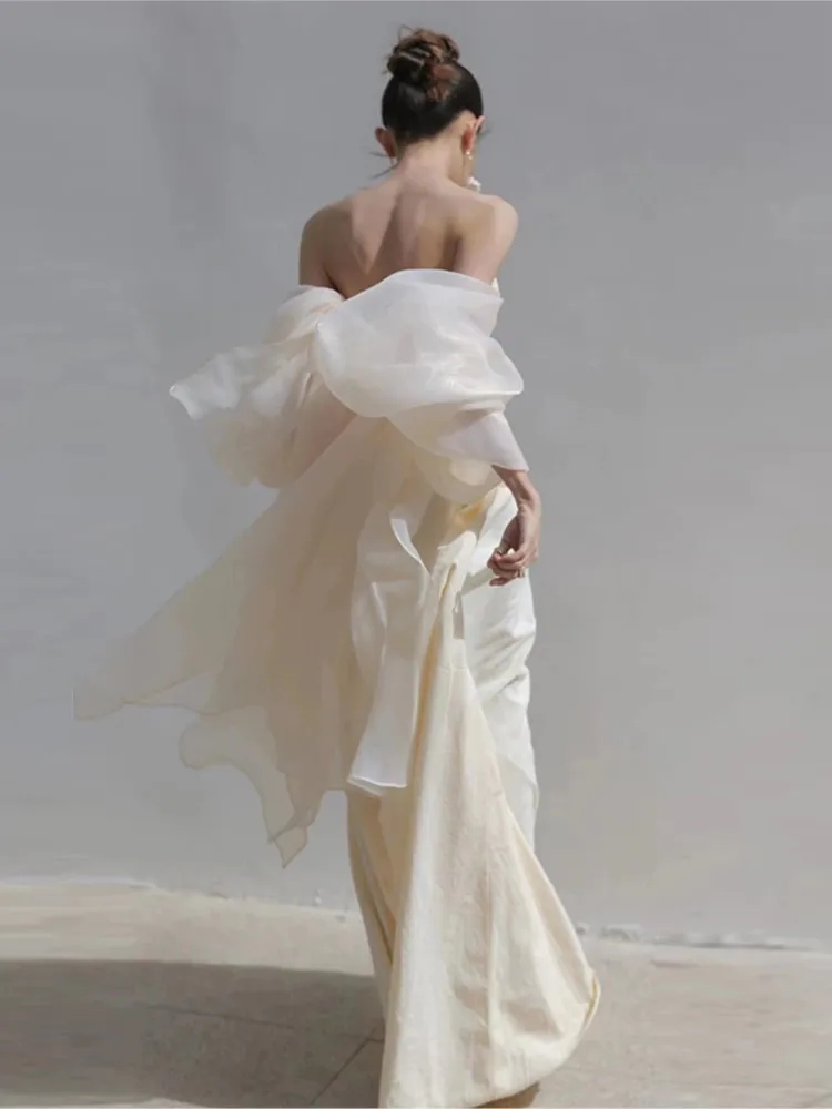 Френч туба верхняя фотосессия свадебное платье Мори стиль вуаль рыбий хвост