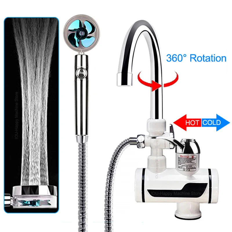 

Instant Tankless Electric Hot Water Heater Faucet Shower Head Kitchen Bathroom Instant Heating Tap Water Heater with LED EU Plug