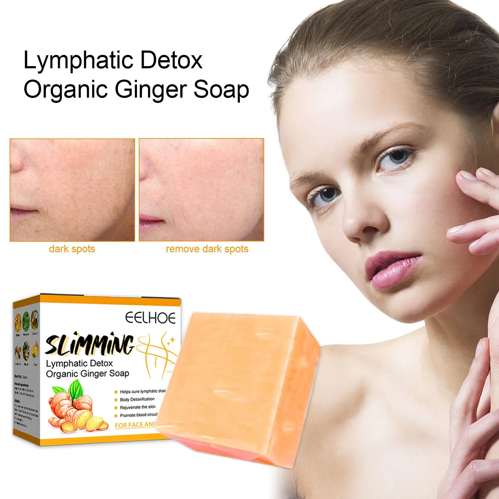 

Lymphatic Detox Organic Ginger Soaps Turmeric Soap Beauty & Health for Neck Armpit Anti Swelling Bathroom Skin Care Accessories