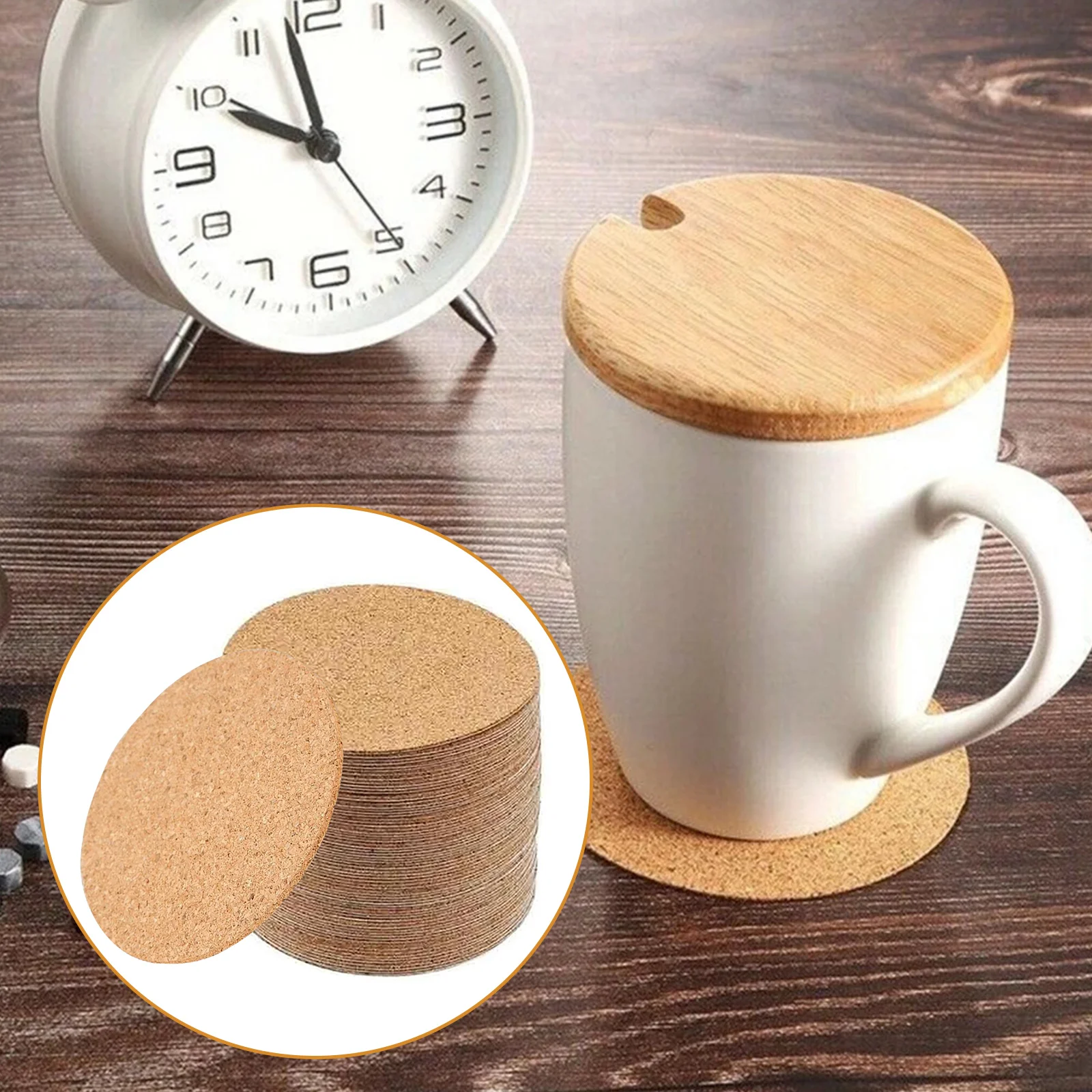 

Handy Round Shape Dia 9cm Plain Natural Cork Coasters Wine Drink Coffee Tea Cup Mats Table Pad For Home Office Kitchen New
