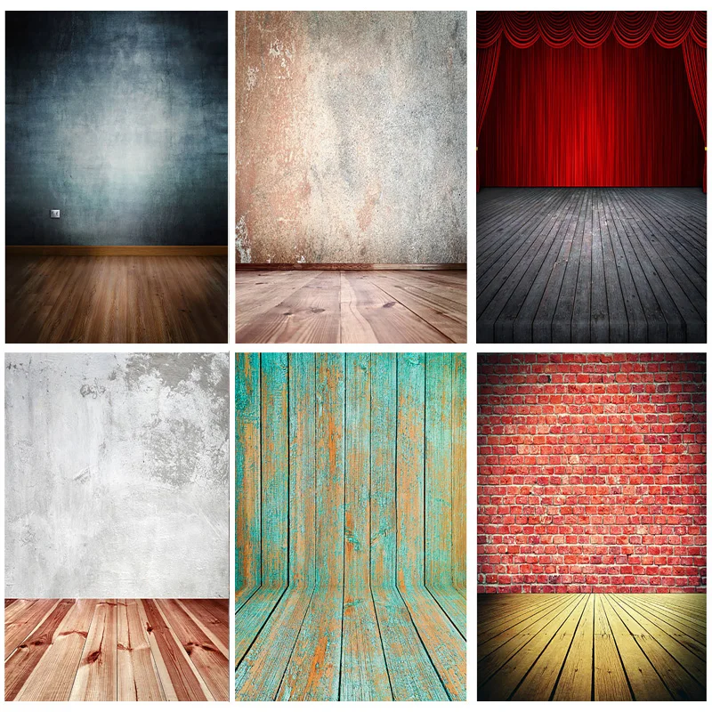 

vinyl custom photography background vintage walls and wooden floors photo background studio props 22329 MKL-02