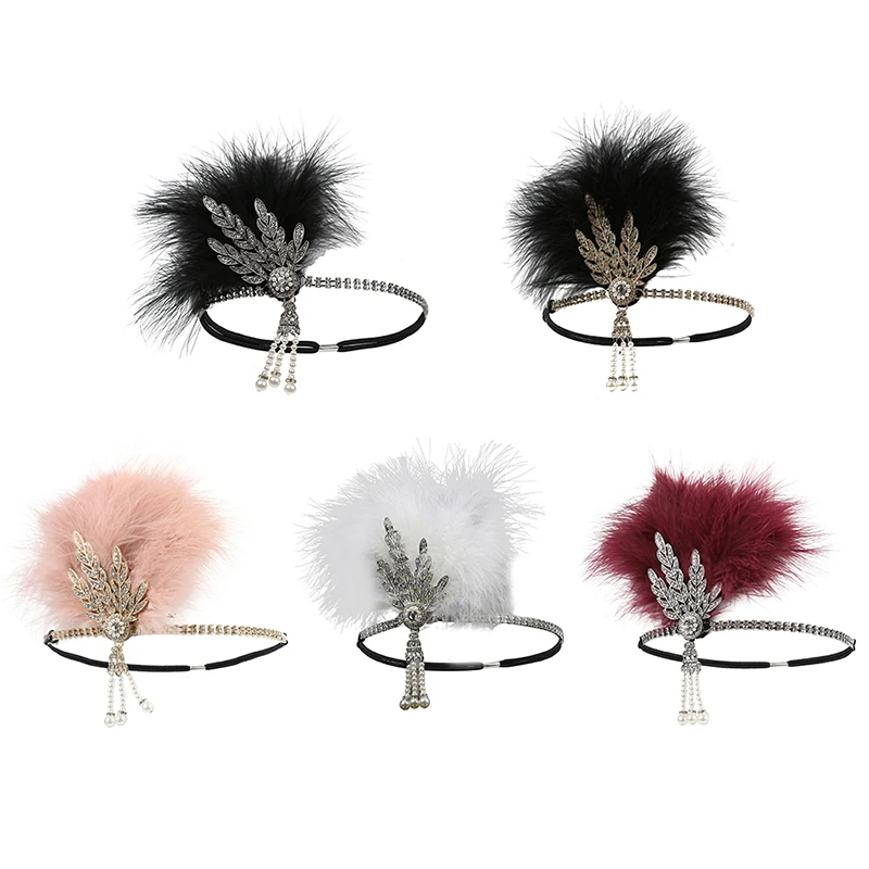 

Hairband Headpiece Feather Flapper Headband Headdress Vintage Costume Party Hairband For Women Feather Headpiece