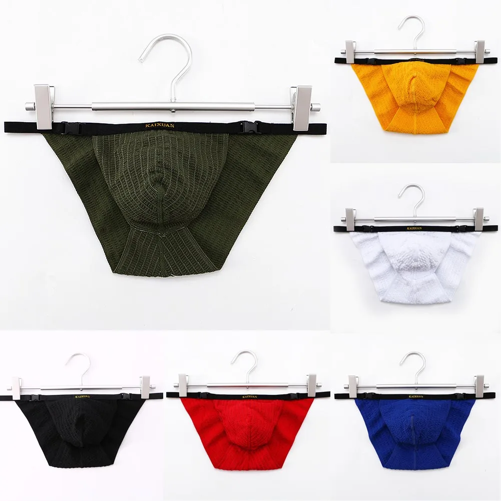 

Mens Jockstrap Panties Sexy Knitted Briefs Underwear Pouch Thongs Low Rise G String Buckle Breathable Underpants Bikinis