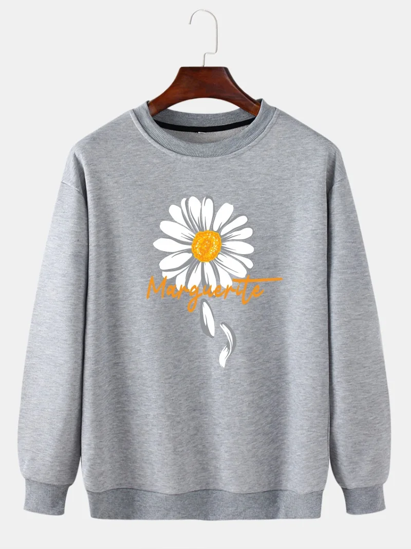 

Men's Oversized Cotton Printed Bottoming Shirt Four Seasons Wearable Youth Loose Simple Casual Round Neck Long Sleeve Top