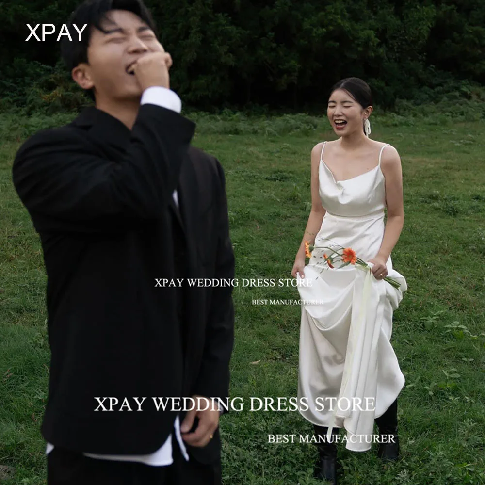 XPAY элегантные шелковые атласные корейские свадебные платья плиссированные
