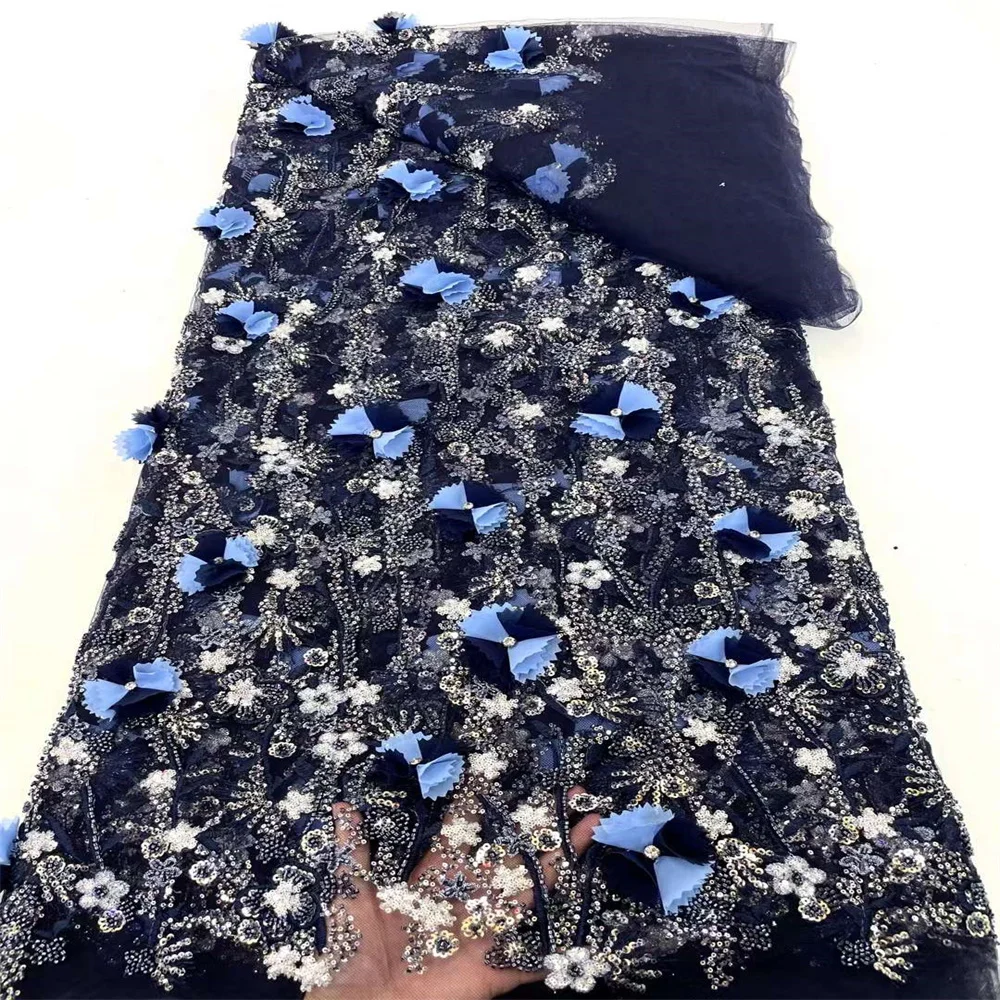 Кружевная ткань с 3D африканскими блестками кружевная 2024 Высококачественная
