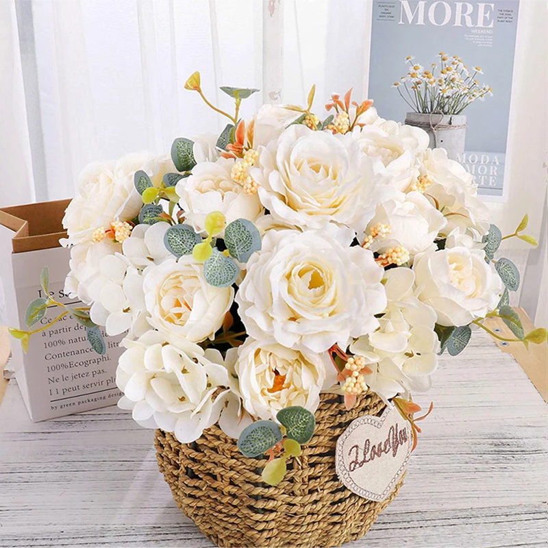 

6 Head Flores Artificiales Silk Peony Bouquet Wedding Centerpieces For Tables Flower Artificial Fake Fleurs Artificielles