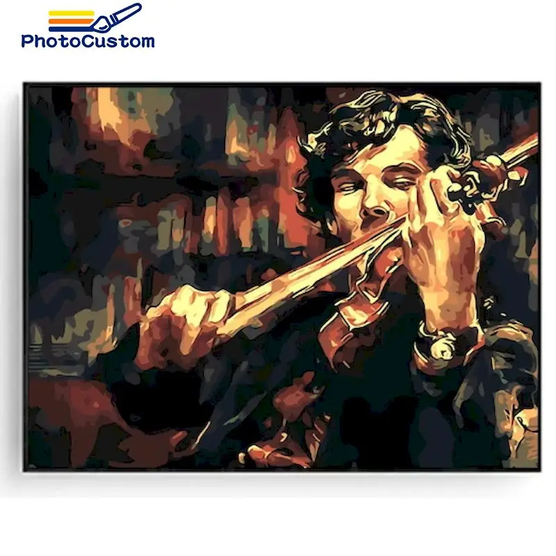 

PhotoCustom Paint By Number Play The violinDrawing On Canvas HandPainted Painting Art Gift DIY Pictures By Number Kits Home Deco