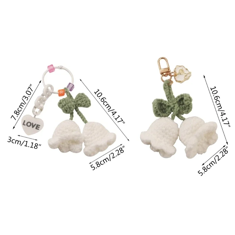 Вязаный крючком колокольчик-орхидея ручной работы брелок-подвеска для ключей от