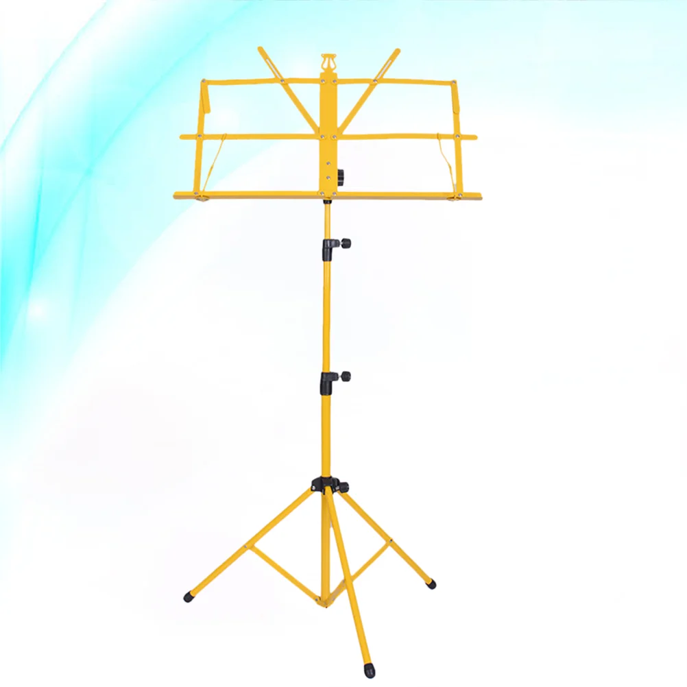

Yellow Folding Sheet Tripod Stand Metal Stand Holder Collapsible Adjustable Sheet Clip Holder Suitable for School and Choirs