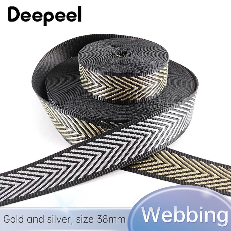 

2/5Meters 38mm Nylon Webbing Jacquard Stripe Tape Shoulder Bag Strap Belt Ribbon Decorative Band DIY Sewing Material Accessories