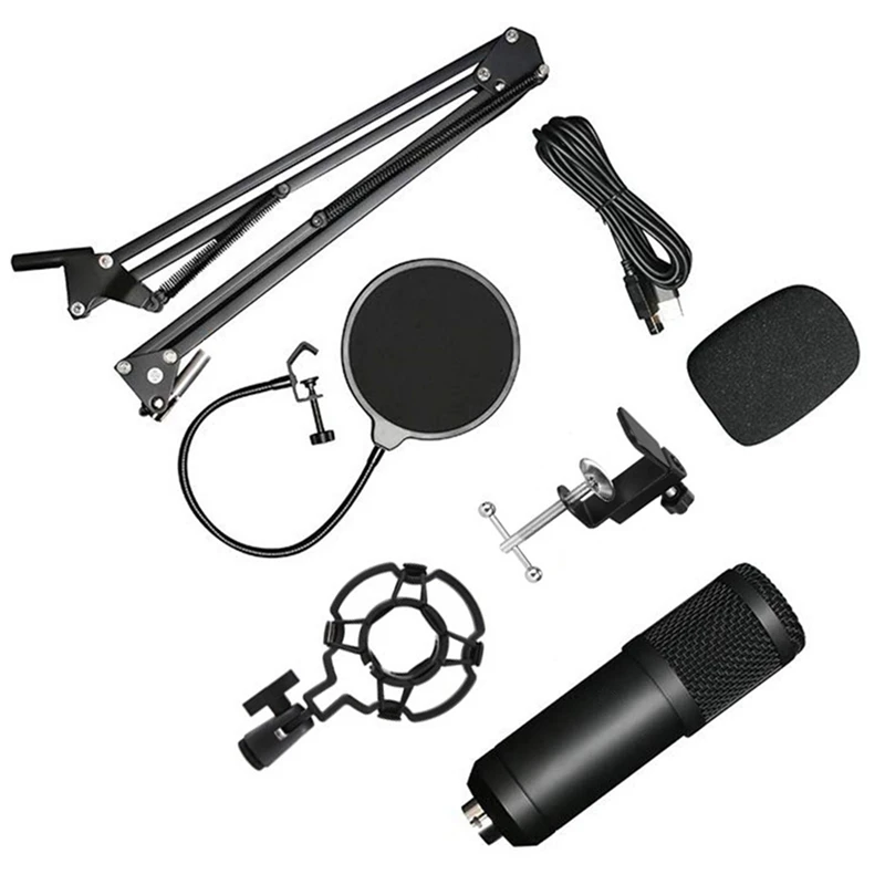 

HFES USB Computer Condenser Microphone Kit With Adjustable Scissor Arm Stand For PC Youtube Video Gaming Streams Studio