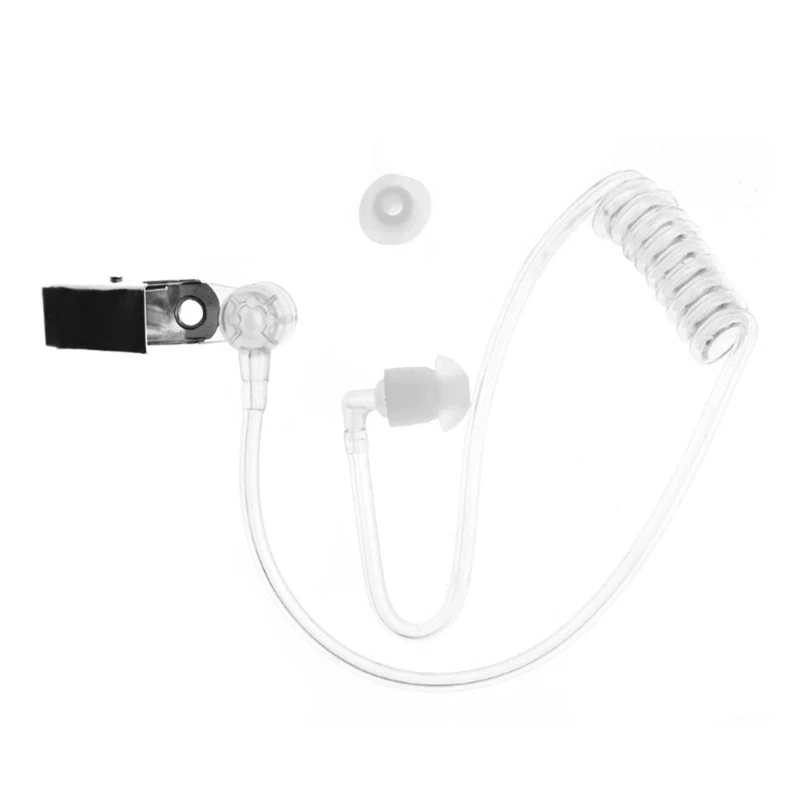 

Walkie Talkie Earphone Earpiece Transparent Acoustic Coil Tube with Metal Clip