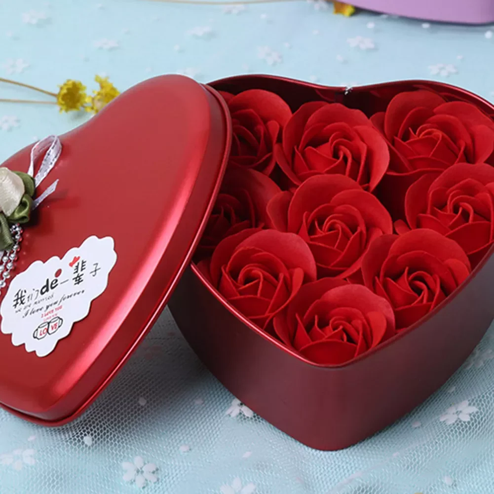 

Heart-Shaped Artificial Rose Flowers Bear Gift Box Valentine Romantic Wedding Party For Girlfriend Wife Romantic Present