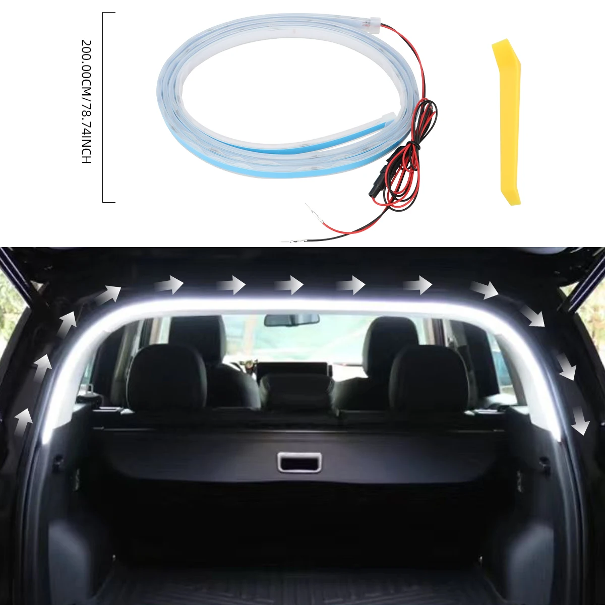 

Светодиодная лента для освещения багажника автомобиля 2/4 м, высокая яркость, декоративная подсветка салона, беспроводная, с ...