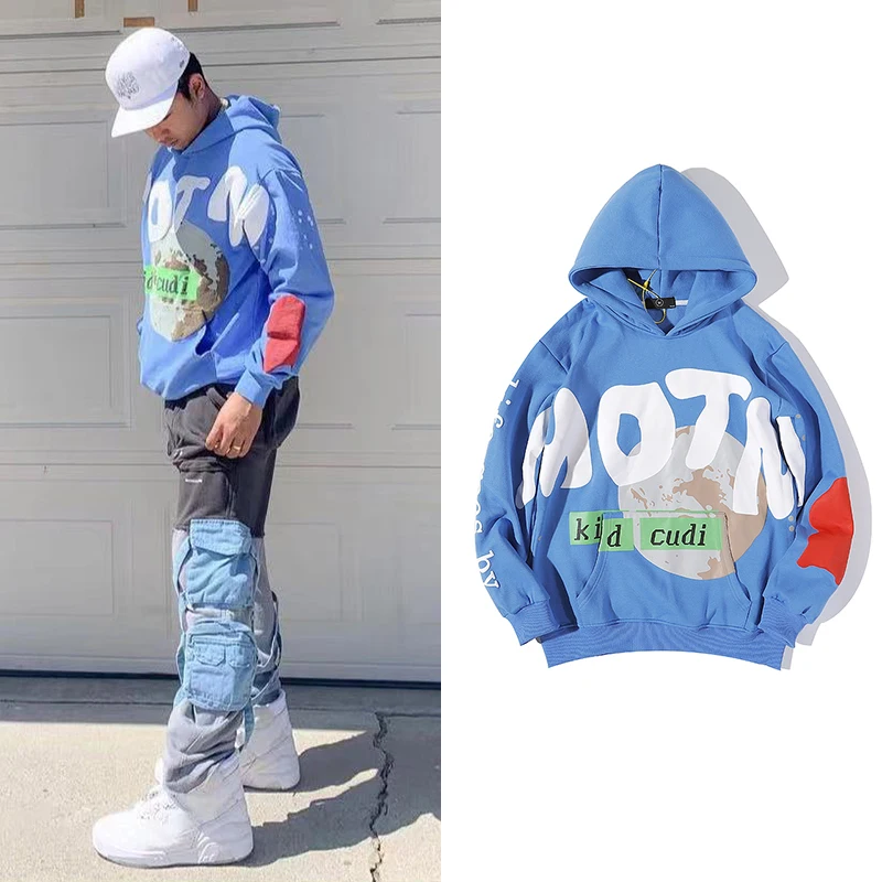 

Hip Hop Hoodies for Men and Women with Kanye West and Bieber Graffiti Print, Fleece Lining and Foaming Print, Streetwear Fashion