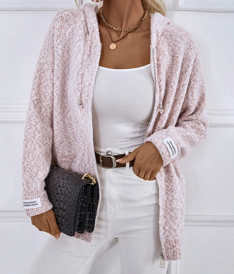 Женский кардиган пальто Осеннее повседневное простое в стиле ретро вязаный