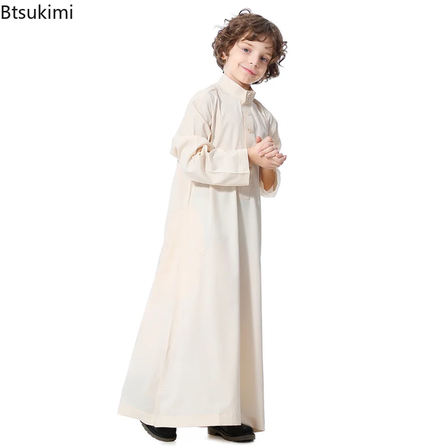 New Muslim Boys Long Robe Jilbab Khimar Turkey Ramadan Muslim Clothes Kaftan Moroccan Islam Hijab Abayas Arab Islamic Clothing